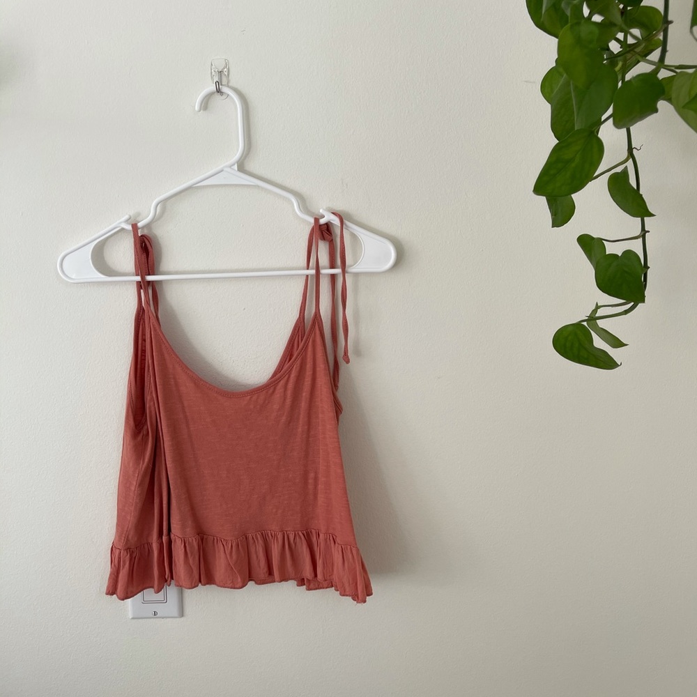 Pink Crop Tie tank Top UO